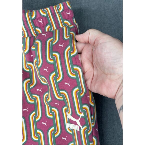 Puma Sweatpants Women L Multicolor Retro Geometric Lounge Joggers Athleisure - Picture 4 of 12